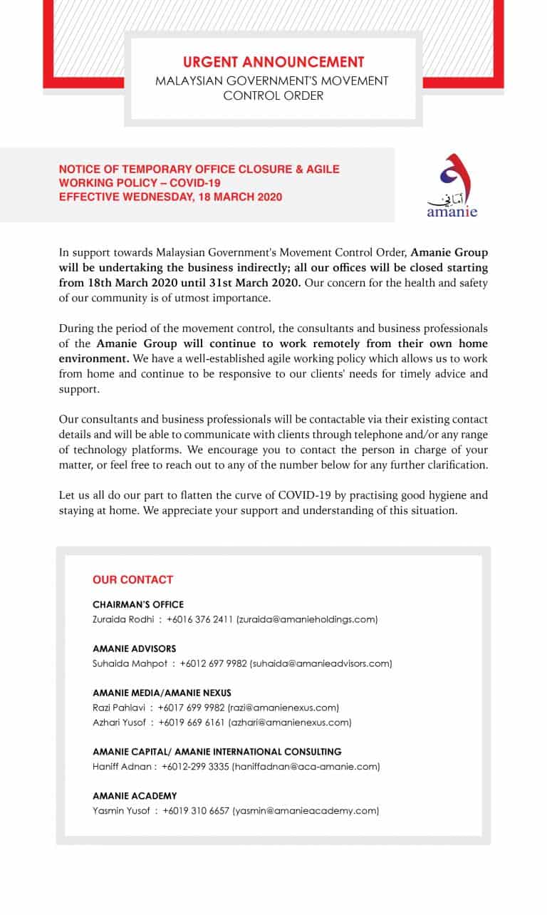 COVID Announement